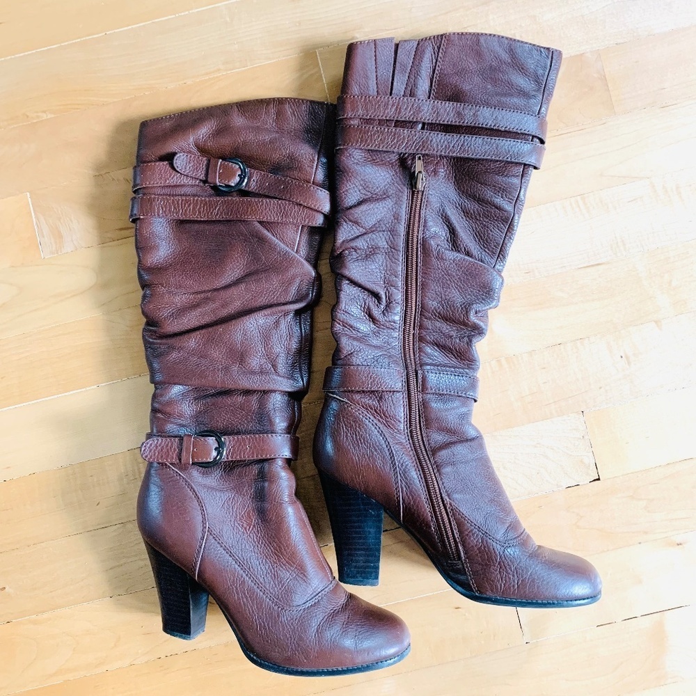 Brown Leather Steve Madden Boots Size 6